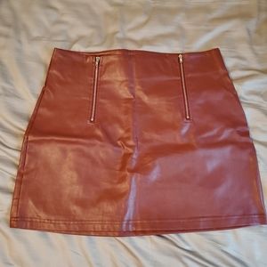 Maroon leather skirt